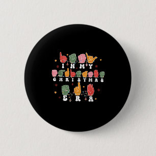 Vintage Hand Sign Language Christmas Asl Teacher  Button