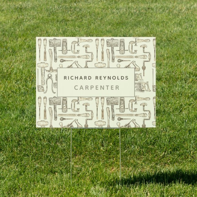 Vintage Hand tools Sepia Carpentry Business Sign (Insitu)