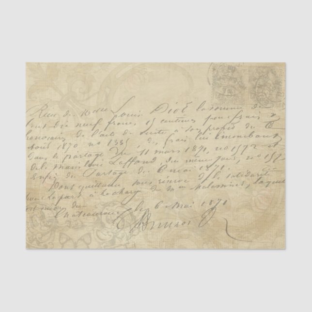 Vintage Hand Written Letter Script Decoupage  Tissue Paper (Front)