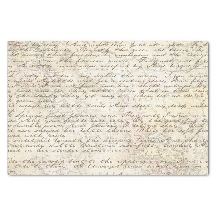 Vintage Hand Written Letter Script Map Decoupage Tissue Paper Zazzle Com