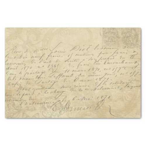 Vintage Hand Written Letter Script Map Decoupage  Tissue Paper