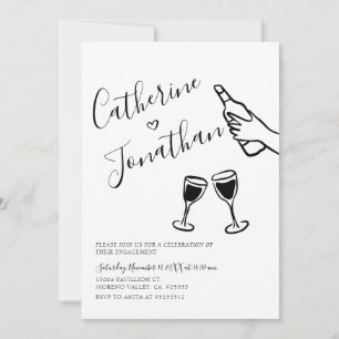 Vintage Hand Written Neutral Engagement Party Invitation