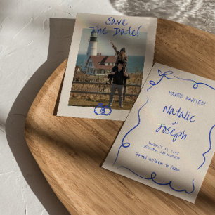 Vintage Hand Written Unique Modern Photo Wedding Save The Date