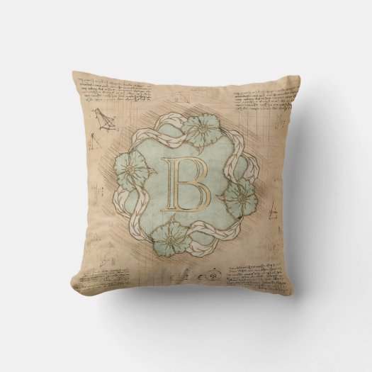 Vintage Handcrafted Letter B Word Art Green Gold  