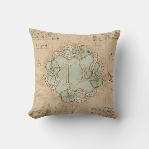 Vintage Handcrafted Letter D Word Art Green Gold  