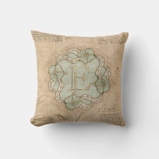 Vintage Handcrafted Letter E Word Art Green Gold  