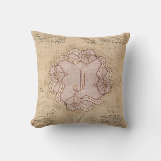 Vintage Handcrafted Letter J Word Art Pink Gold