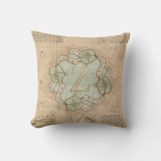 Vintage Handcrafted Letter Z Word Art Green Gold  