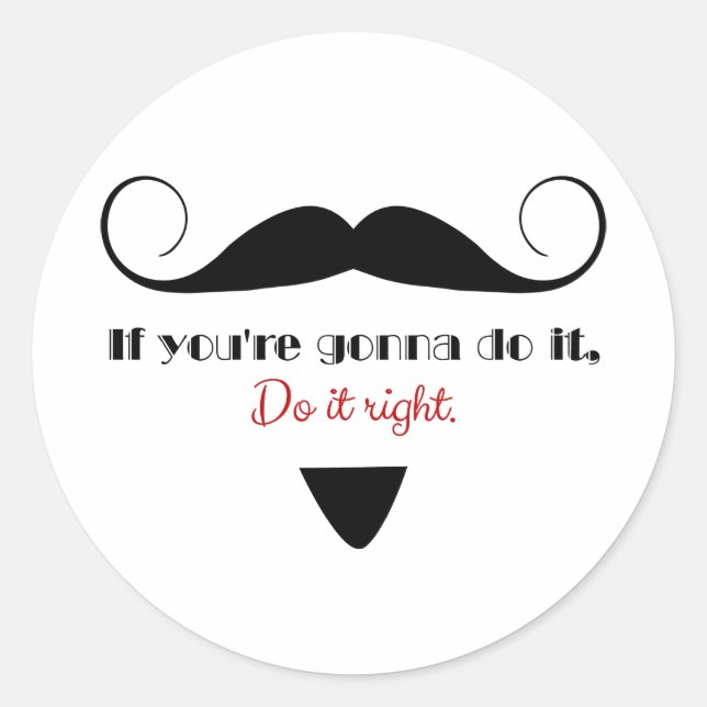 Vintage Handlebar Mustache Masculine Stache Classic Round Sticker (Front)