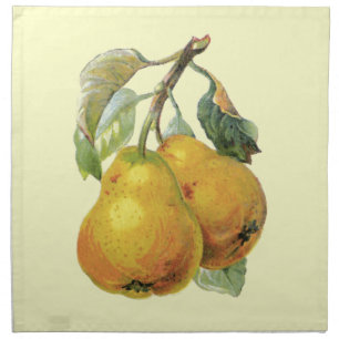 Vintage Handpainted Pears - French Country Decor Cloth Napkin
