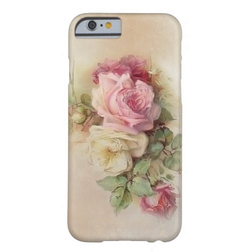 Vintage Handpainted Style Roses Barely There iPhone 6 Case