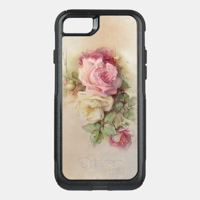 Vintage Handpainted Style Roses Otterbox iPhone Case (Back)
