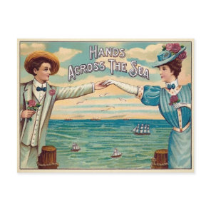 Vintage Hands Across the Sea Postcard
