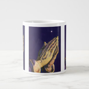 Vintage Hands Praying with Star of Bethlehem Giant Coffee Mug