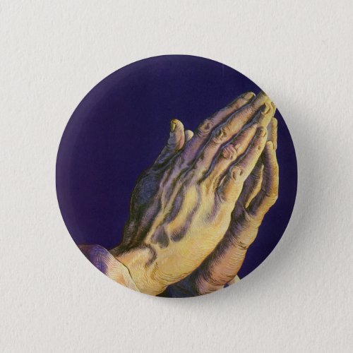 Vintage Hands Praying with Star of Bethlehem Pinback Button