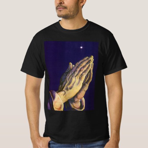 Vintage Hands Praying with Star of Bethlehem T_Shirt