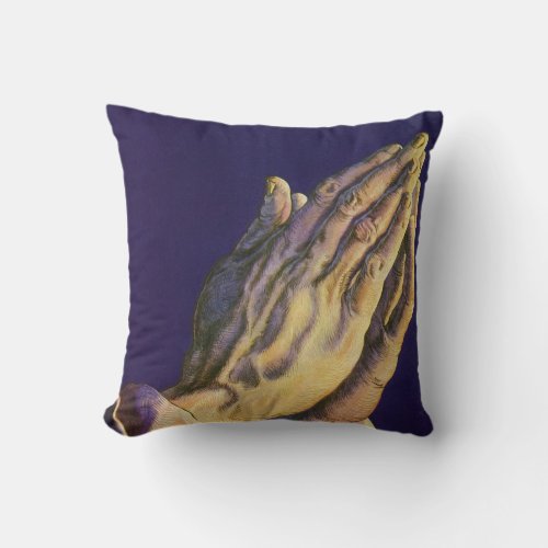 Vintage Hands Praying with Star of Bethlehem Throw Pillow