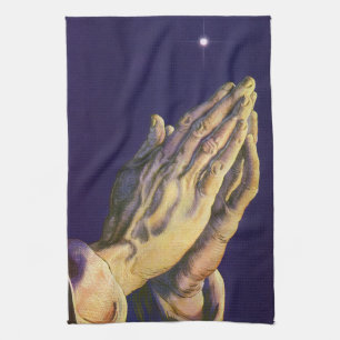 Vintage Hands Praying with Star of Bethlehem Towel