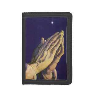Vintage Hands Praying with Star of Bethlehem Tri-fold Wallet