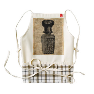 Vintage Handstamp Illustation Over Old Book Page Zazzle HEART Apron
