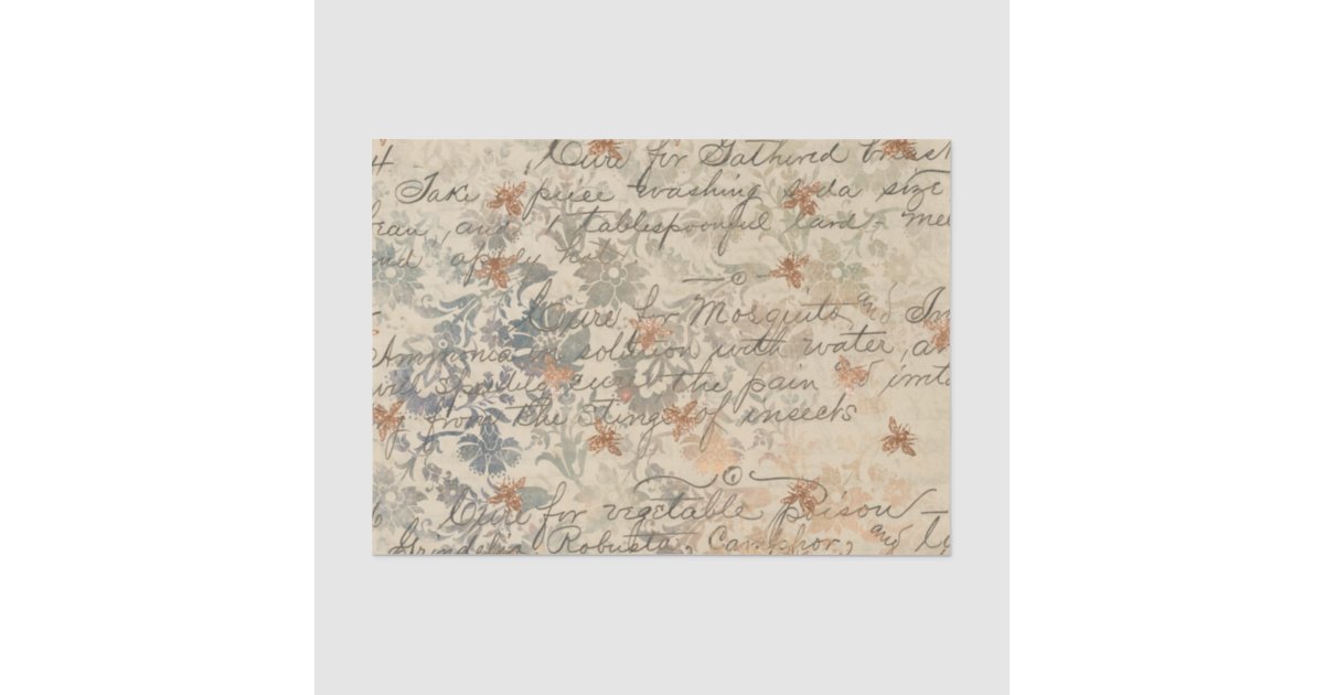 Vintage Handwriting and Bee Tissue Paper | Zazzle