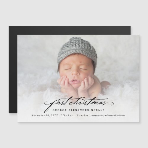 Vintage Handwriting Baby 1st Christmas Photo Card