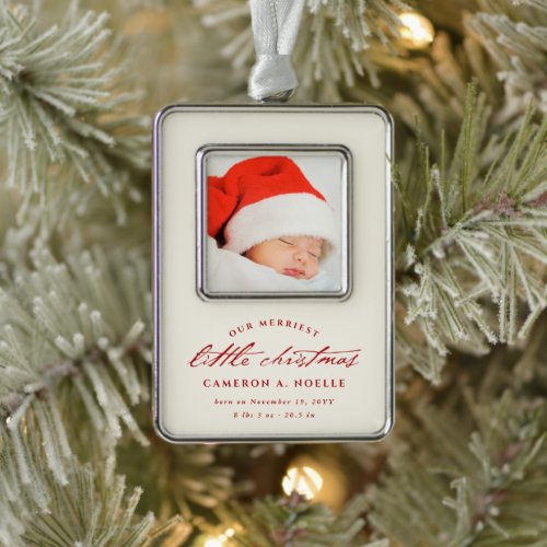 Vintage Handwriting Babys Little Christmas Photo Christmas Ornament