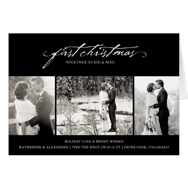 Vintage Handwriting First Christmas Photo Wedding  (Front Horizontal)
