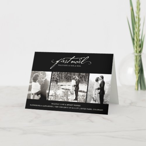 Vintage Handwriting First Noel Multi Photo Wedding Holiday Card