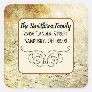 Vintage Handwriting on Parchment Return Address Square Sticker