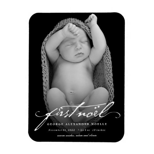 Vintage Handwriting Script Babys First Noel Photo Magnet