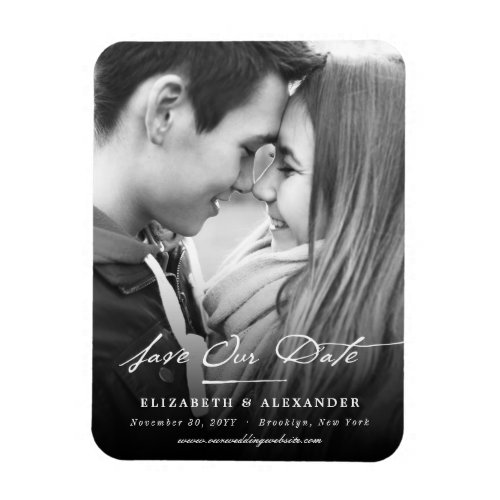 Vintage Handwriting Script Photo Save The Date Magnet