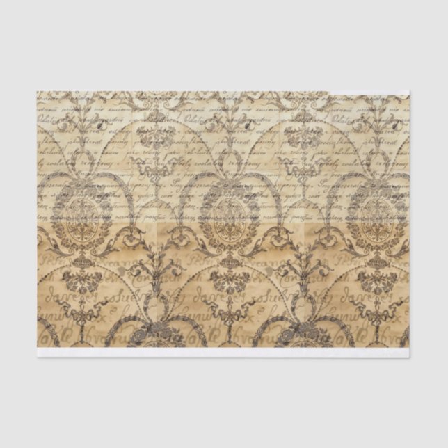 Vintage Handwriting Scroll Decoupage and Collage Tissue Paper (Front)