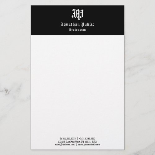 Vintage Handwritten Black White Elegant Template Stationery