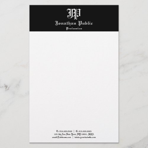 Vintage Handwritten Black White Template Elegant Stationery