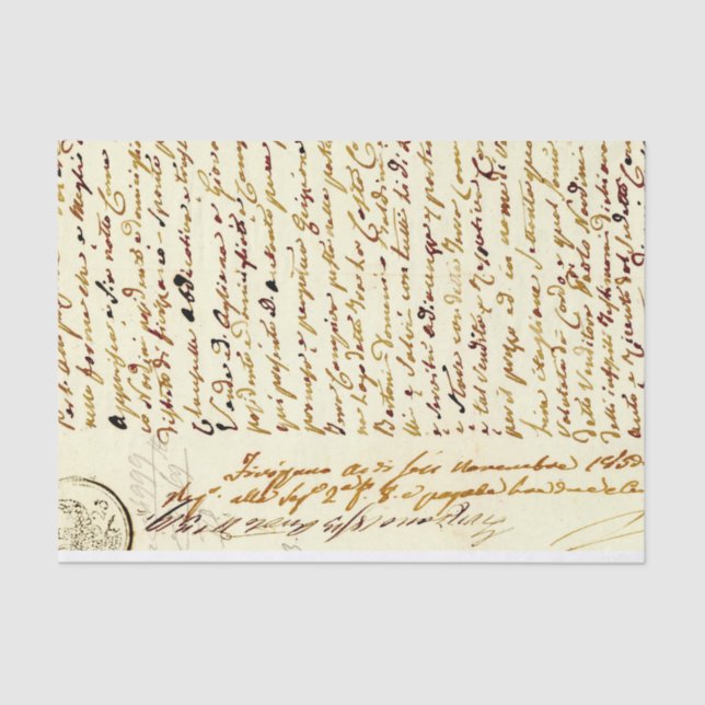 Vintage Handwritten Document Tissue Paper (Front)