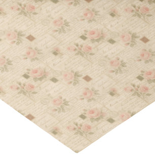 Vintage Handwritten Letters & Roses Collage Tissue Paper