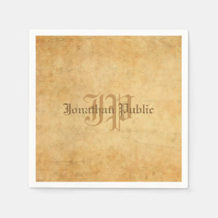 Vintage Handwritten Monogram Wedding Text Template Napkins