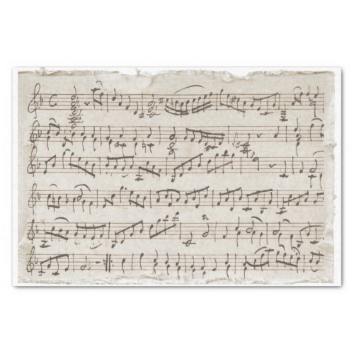 Vintage Handwritten Music Torn Edges Decoupage  Tissue Paper