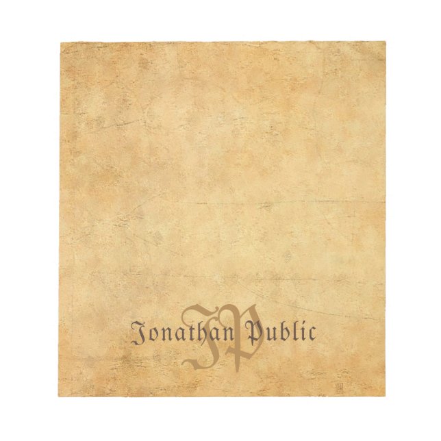 Vintage Handwritten Text Monogram Template Cool Notepad (Front)