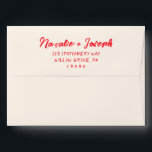 Vintage Handwritten Trendy Unique Modern Wedding Envelope<br><div class="desc">A retro modern hand written bright red and cream wedding envelope. Which features bold whimsical  bride and groom's names in vivid red and creamy background color. And  personalized return address . Which suits the whole wedding suite.</div>