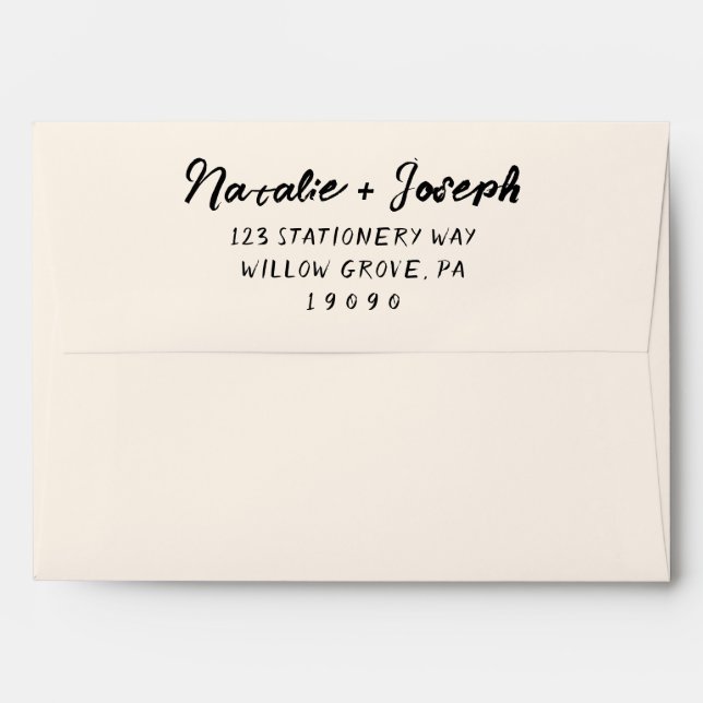 Vintage Handwritten Trendy Unique Modern Wedding Envelope (Back (Top Flap))