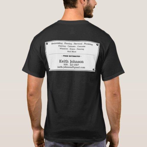 Vintage Handyman Construction Business Black White T_Shirt