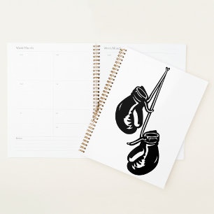 Vintage Hanging Boxing Gloves Retro Fighter Planner