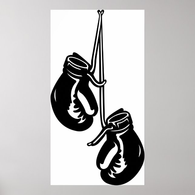 Vintage Hanging Boxing Gloves Retro Fighter Poster (Front)