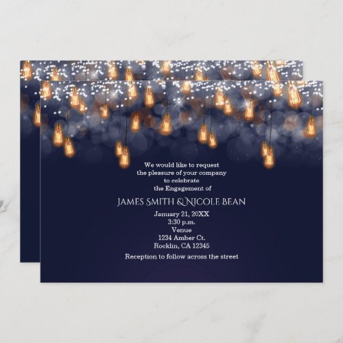 Vintage Hanging Light Bulbs Engagement Party Invitation