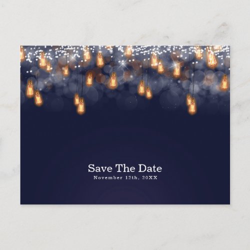 Vintage Hanging Light Bulbs Rustic Save the Date Announcement Postcard