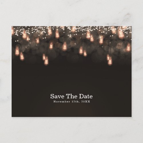 Vintage Hanging Light Bulbs Rustic Save the Date Announcement Postcard