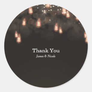 Vintage Hanging Light Bulbs Rustic Wedding Favor Classic Round Sticker