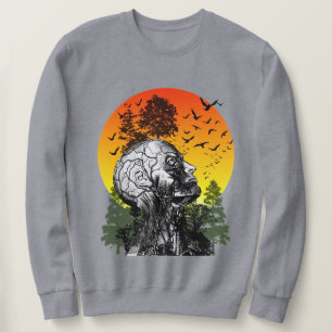Vintage Hangover Human Tree Retro Sunset   Distres Sweatshirt